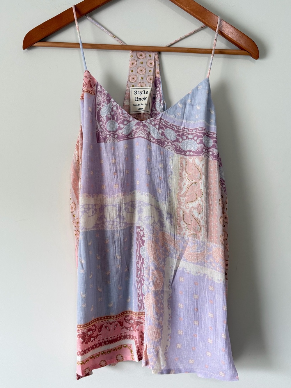 Style Rack Soft Pastel Patchwork Cami - Lavender & Peach - Picture 3 of 8